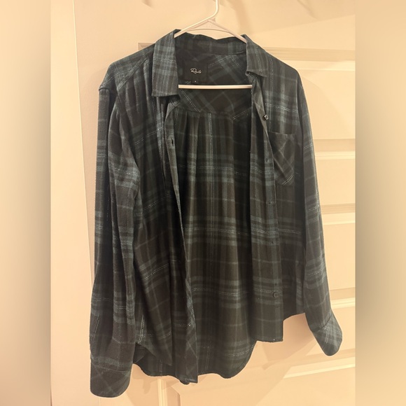 Rails Black and Green Plaid Button-Up Shirt - Picture 1 of 1